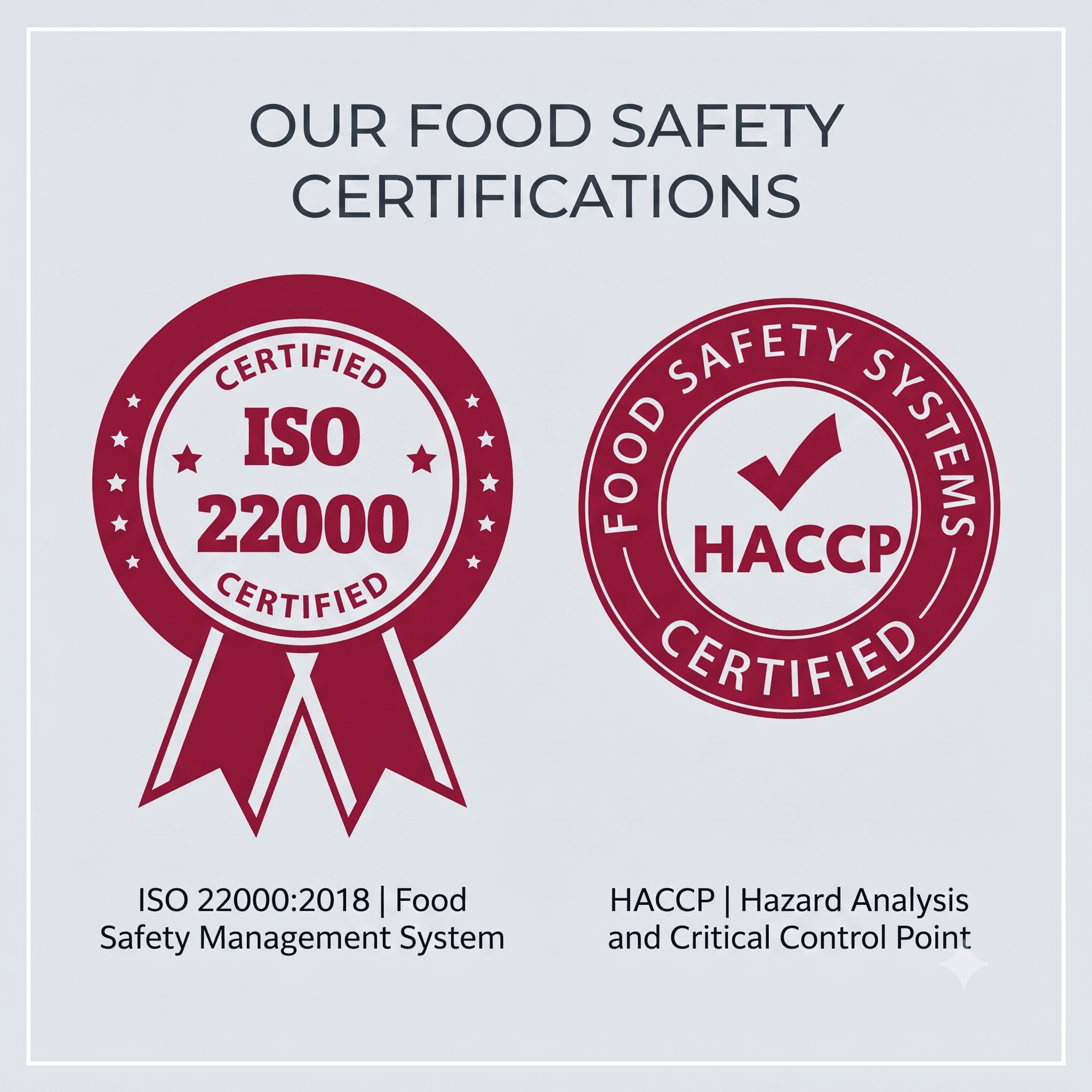 علامتا اعتماد سلامة الغذاء ISO 22000 و HACCP لدى شركاء التوريد